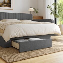 Grey Fabric Upholstered Under Bed Storage Drawers - Set of 2