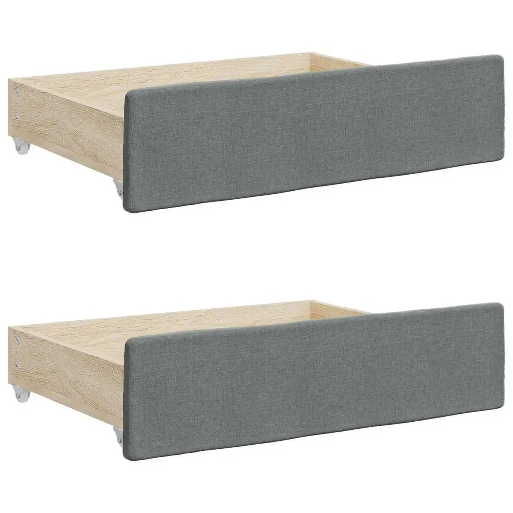 Under Bed Storage Drawers Grey Fabric Upholstered 2 pcs Engineered Wood