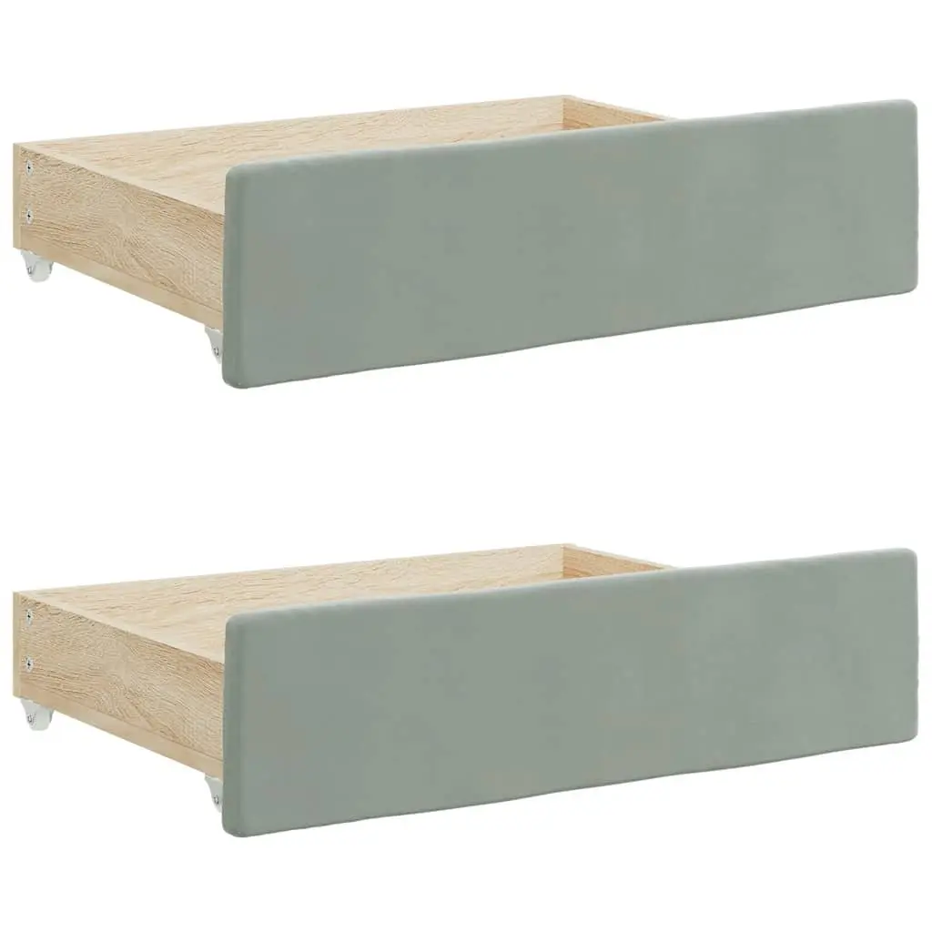 Under Bed Storage Drawers 2 pcs Grey Engineered Wood Velvet Wheels Bedroom