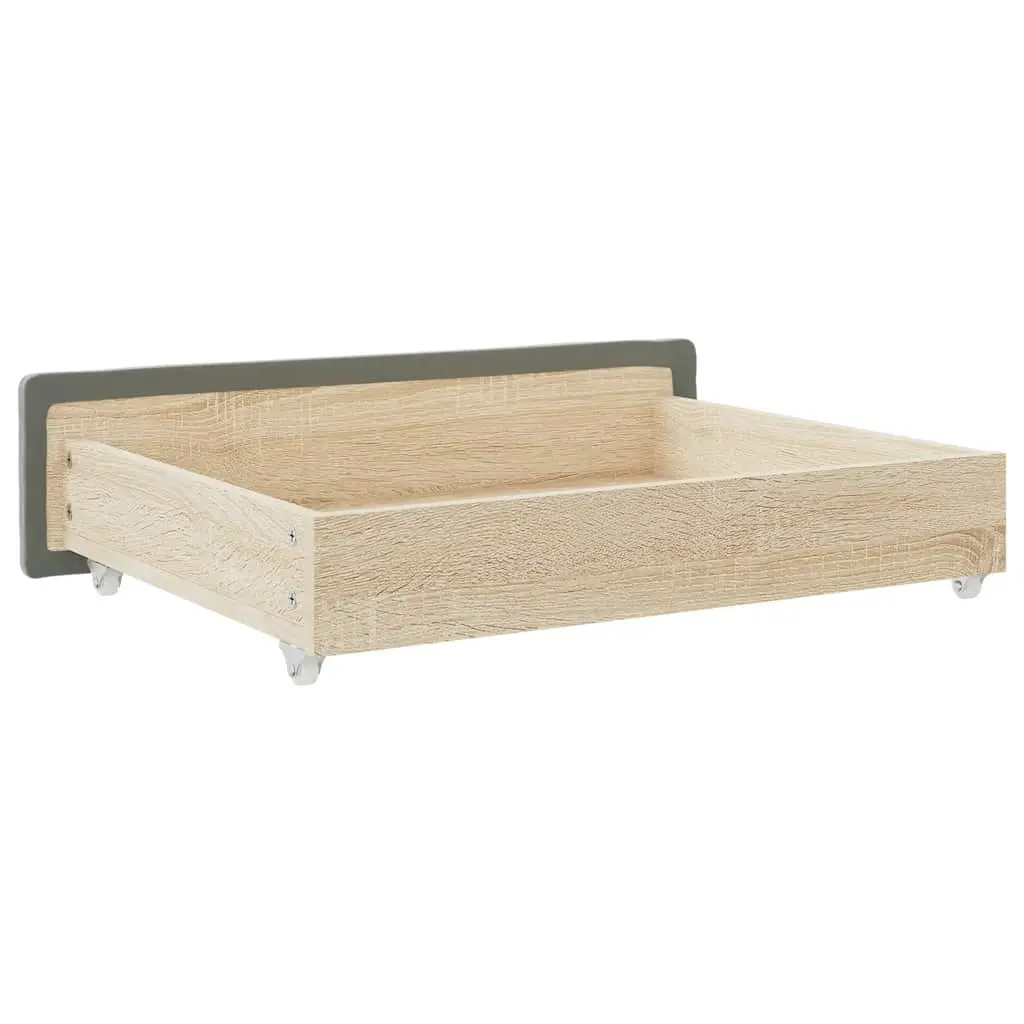 Under Bed Storage Drawers 2 pcs Grey Engineered Wood Velvet Wheels Bedroom