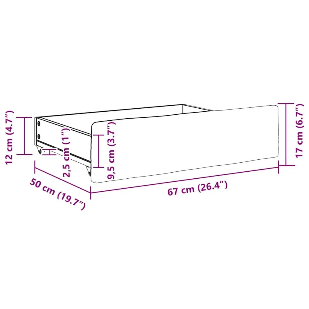 Under Bed Storage Drawers 2 pcs Grey Engineered Wood Velvet Wheels Bedroom