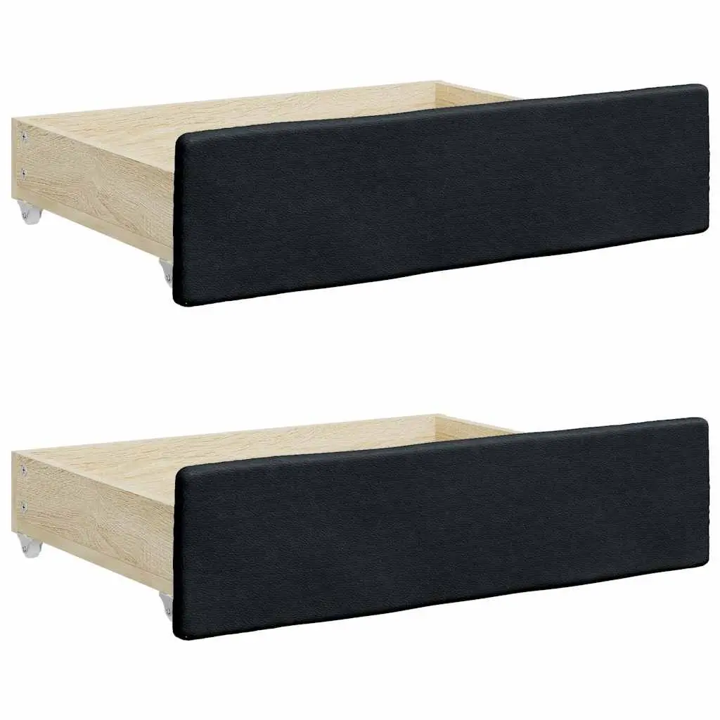 2-Piece Under Bed Storage Drawers in Black Faux Leather