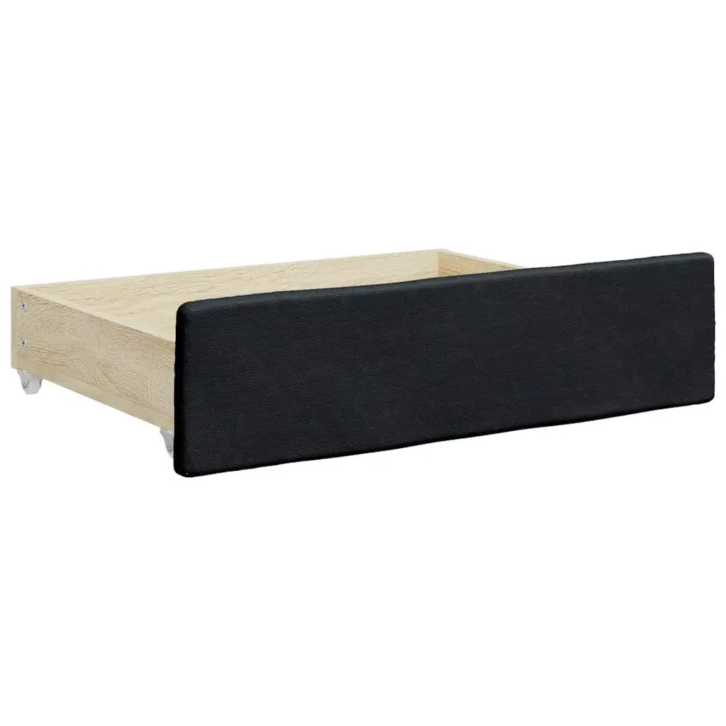 2-Piece Under Bed Storage Drawers in Black Faux Leather