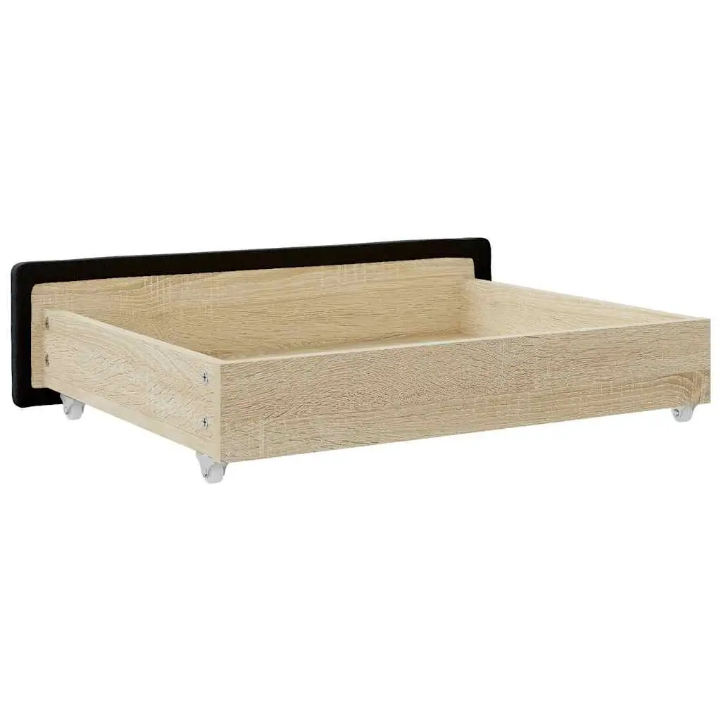 2-Piece Under Bed Storage Drawers in Black Faux Leather