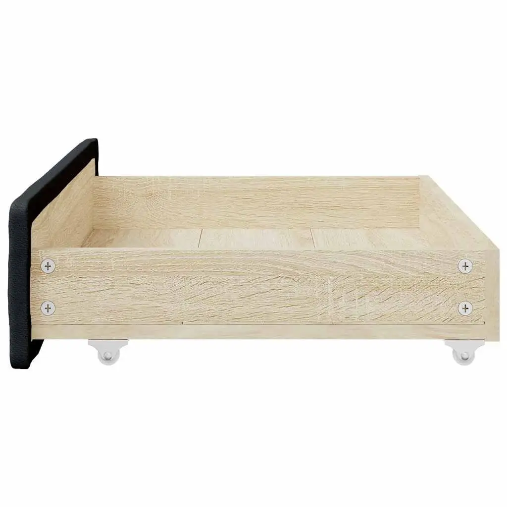 2-Piece Under Bed Storage Drawers in Black Faux Leather