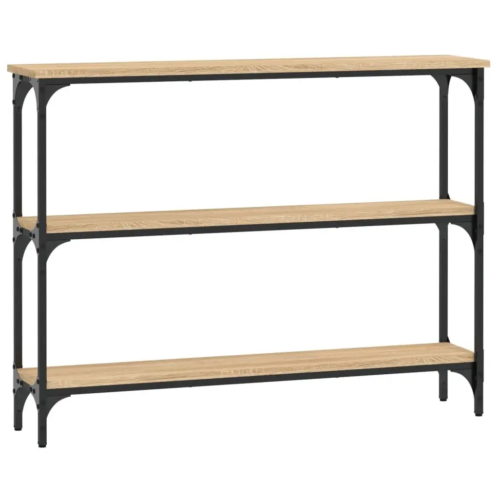 Console Table Sonoma Oak Brown Engineered Wood Metal Frame 100 x 22.5 x 75 cm