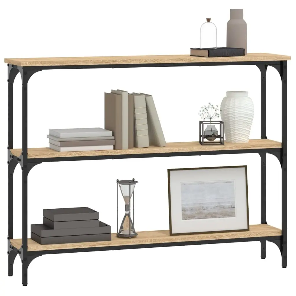 Console Table Sonoma Oak Brown Engineered Wood Metal Frame 100 x 22.5 x 75 cm