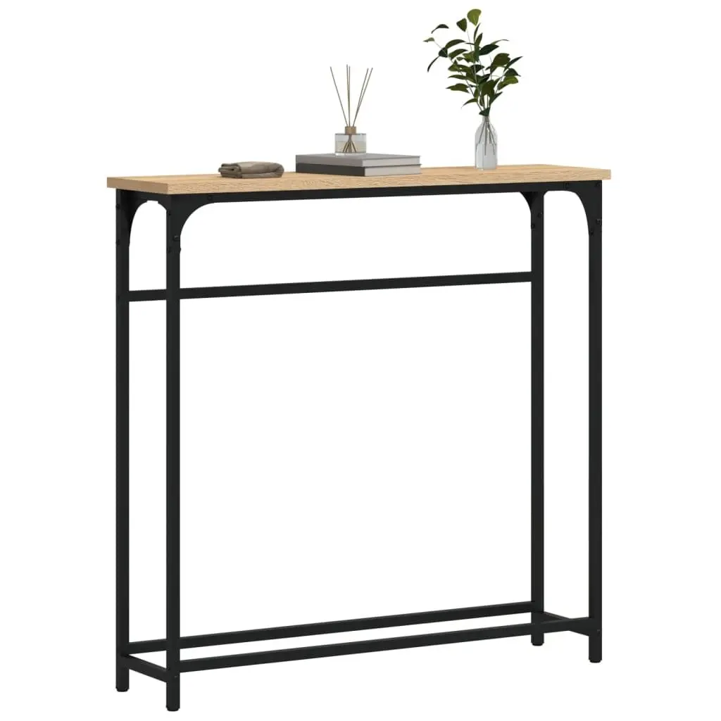 Engineered Wood Console Table Brown Industrial Style 75cm x 19.5cm x 75cm