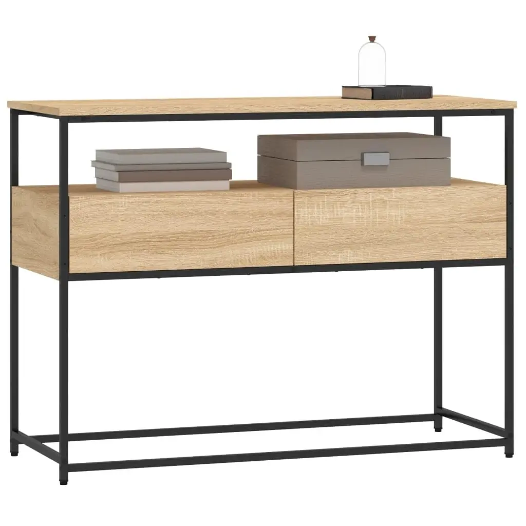 Console Table Sonoma Oak 100 x 40 x 75 cm Engineered Wood with Metal Frame
