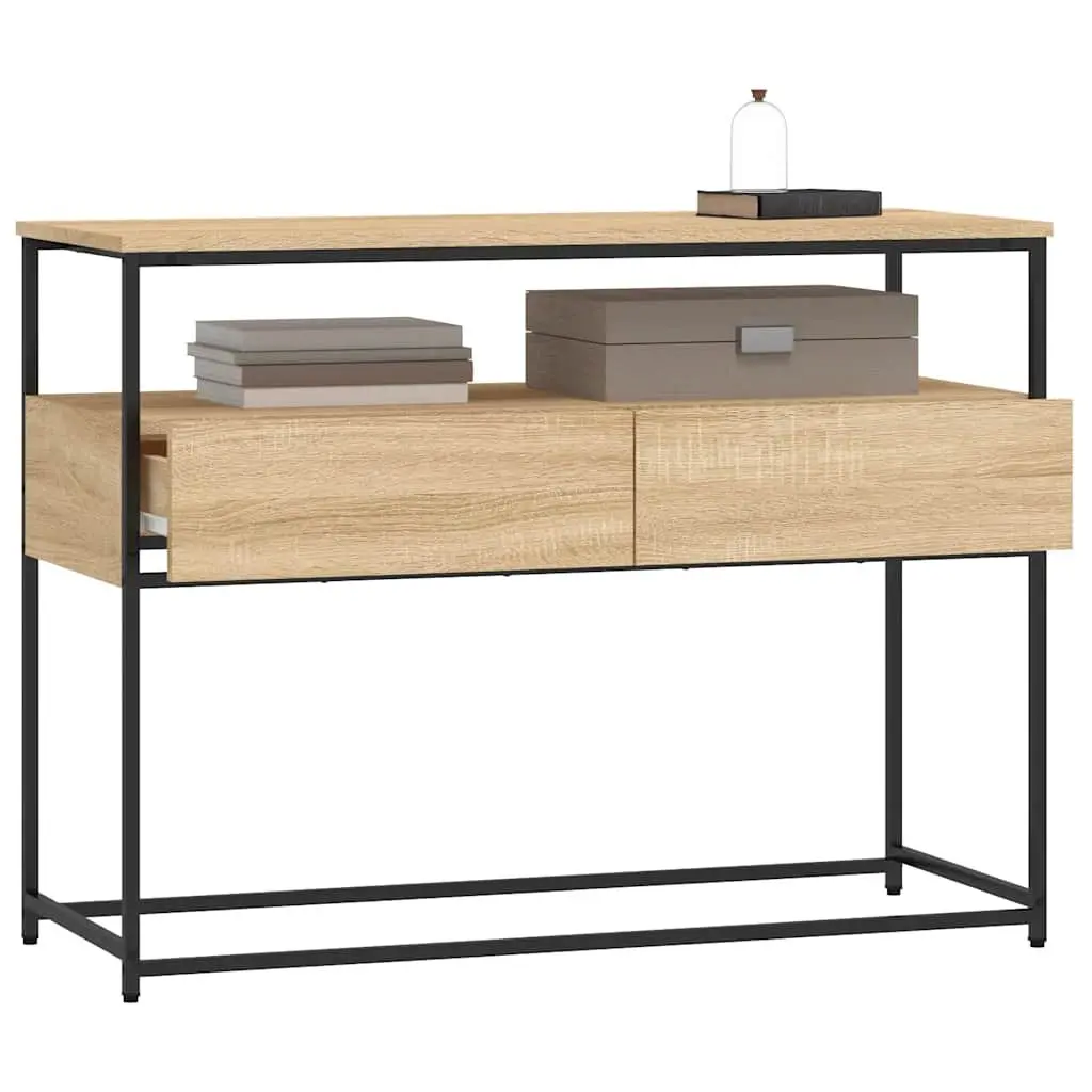 Console Table Sonoma Oak 100 x 40 x 75 cm Engineered Wood with Metal Frame