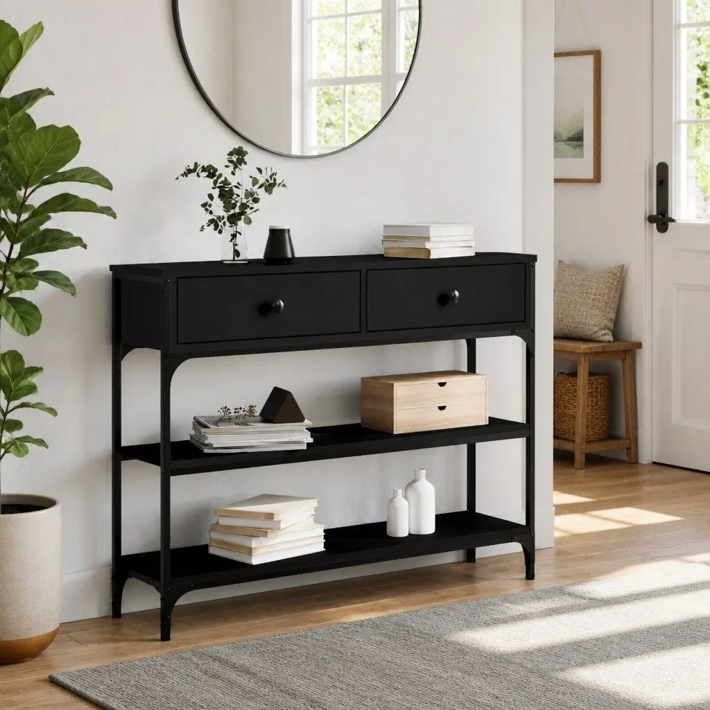 Black Console Table for Entryway and Living Room