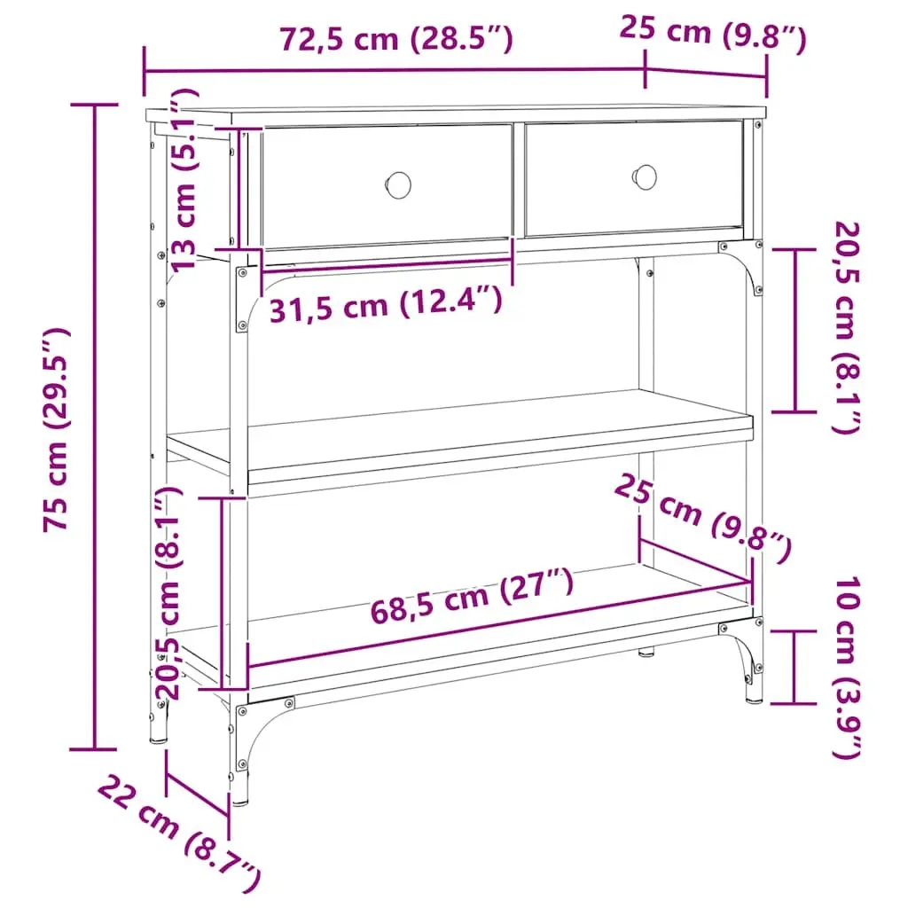 Sonoma Oak Console Table for Hallway and Living Room