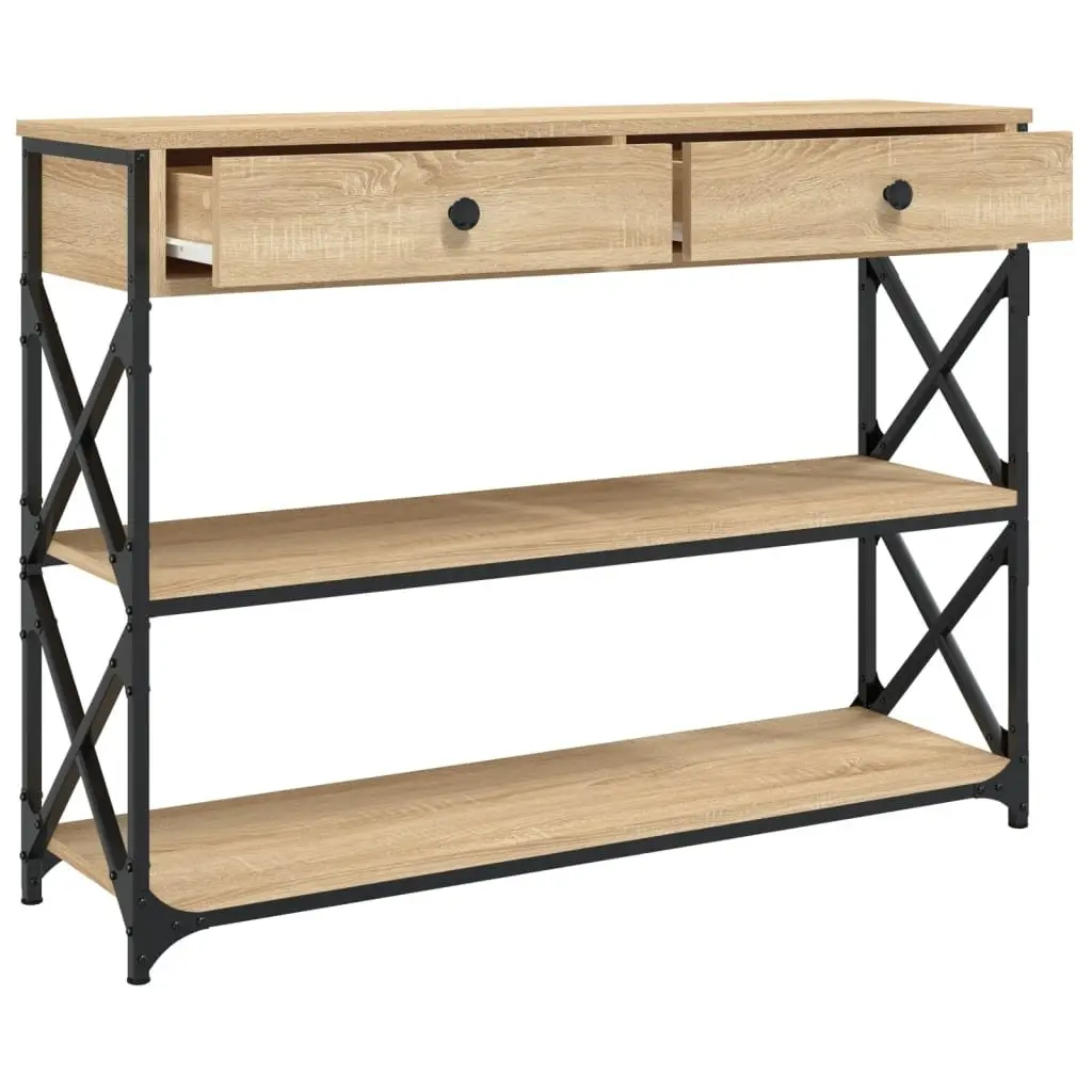 Console Table Sonoma Oak 100x28x75 cm Engineered Wood with Metal Frame
