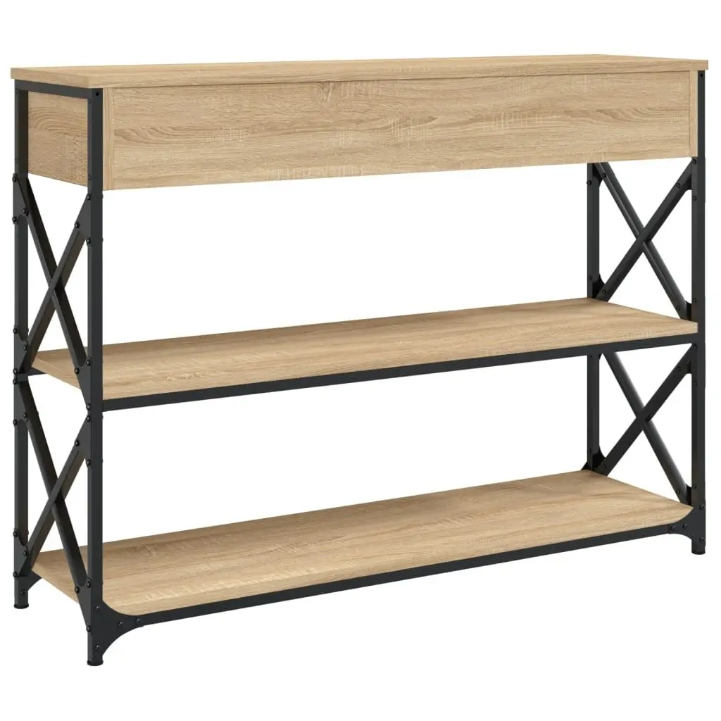 Console Table Sonoma Oak 100x28x75 cm Engineered Wood with Metal Frame