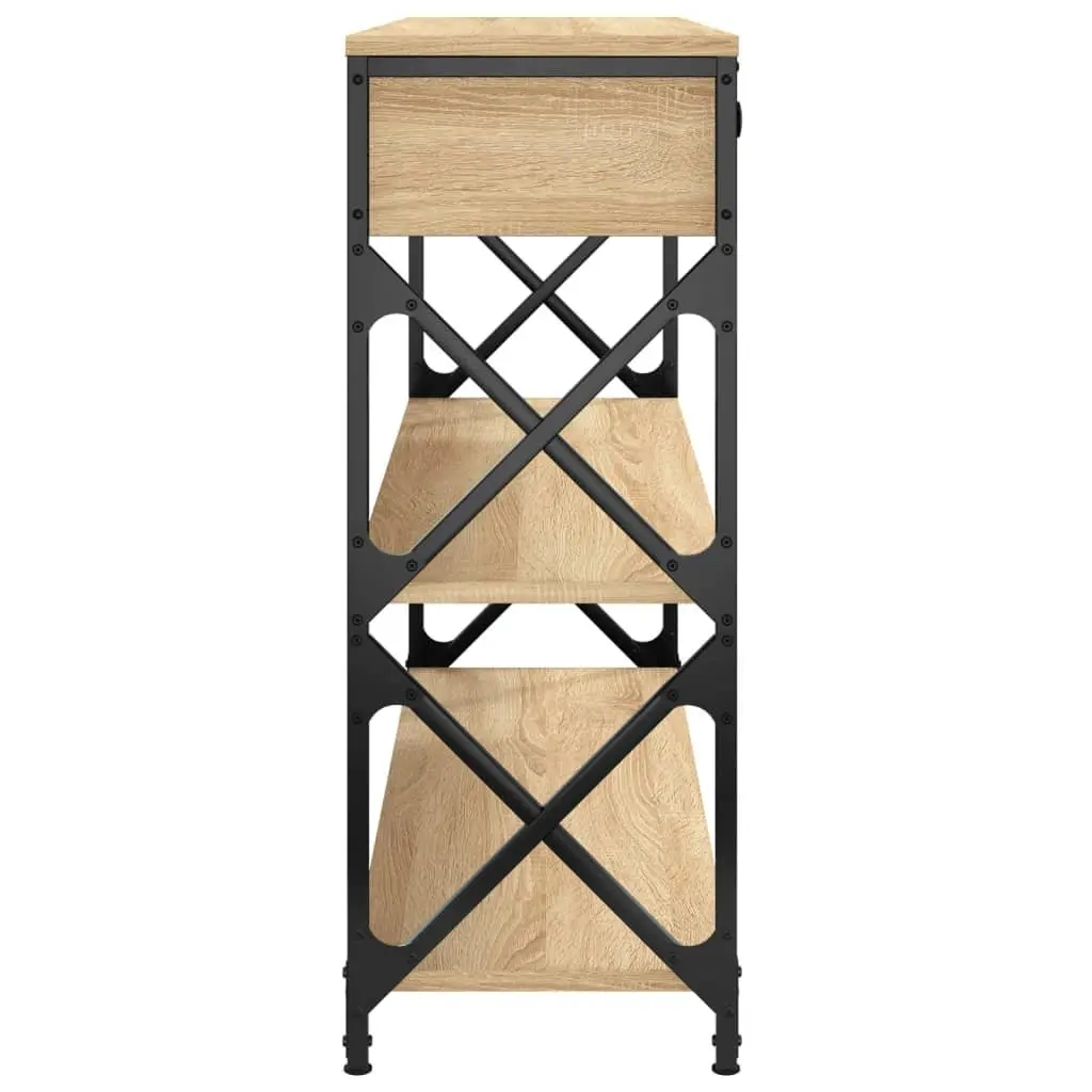 Console Table Sonoma Oak 100x28x75 cm Engineered Wood with Metal Frame