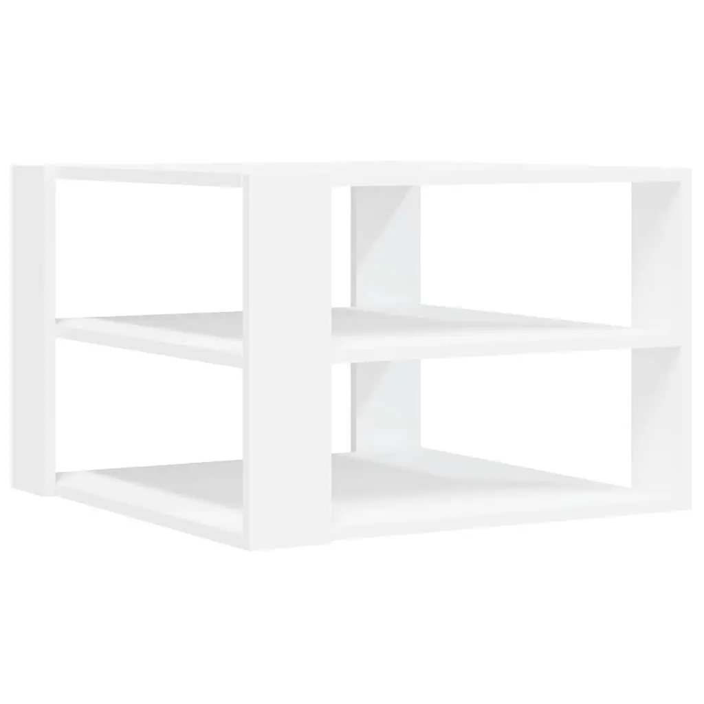 Coffee Table White 58x58x40 cm 3-Tier Open Shelf Storage Engineered Wood