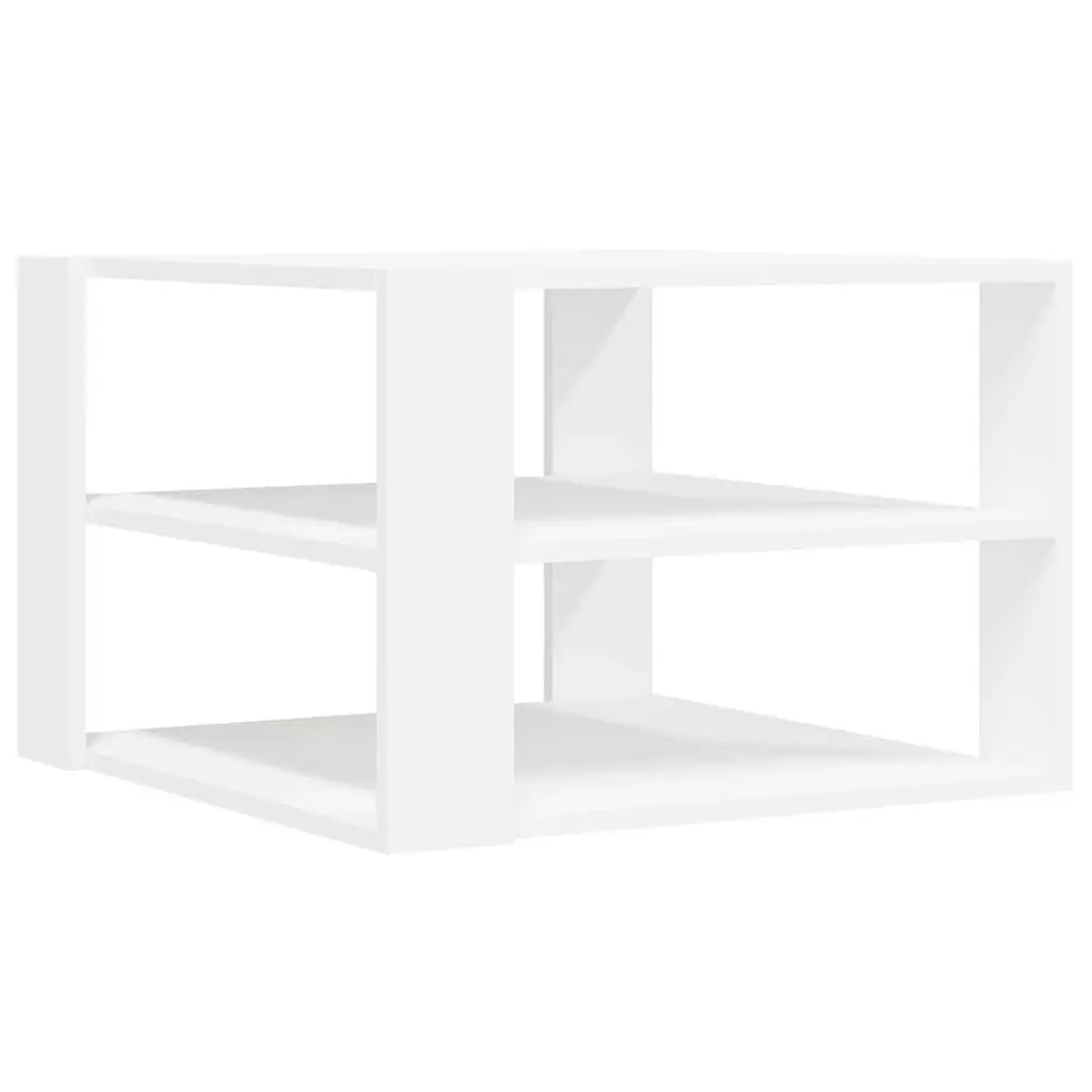 Coffee Table White 58x58x40 cm 3-Tier Open Shelf Storage Engineered Wood