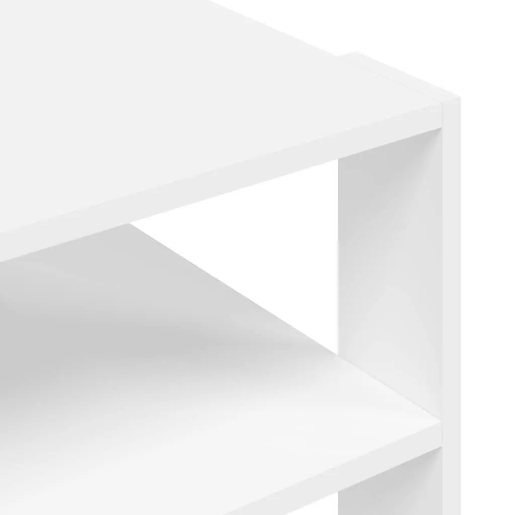 Coffee Table White 58x58x40 cm 3-Tier Open Shelf Storage Engineered Wood