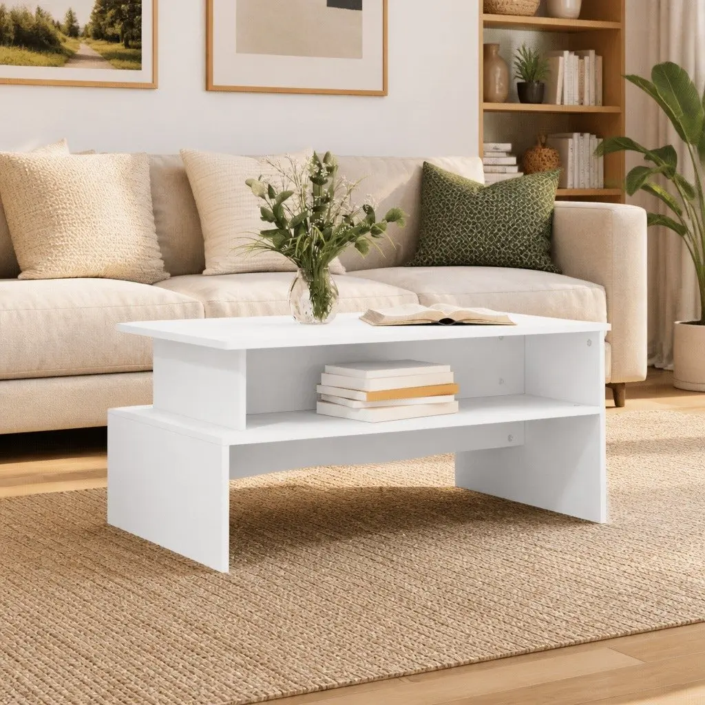 Coffee Table White 90L x 55W x 42.5H cm Engineered Wood
