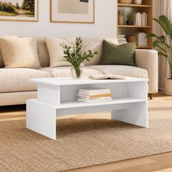 White Coffee Table with Convenient Storage for Living Room