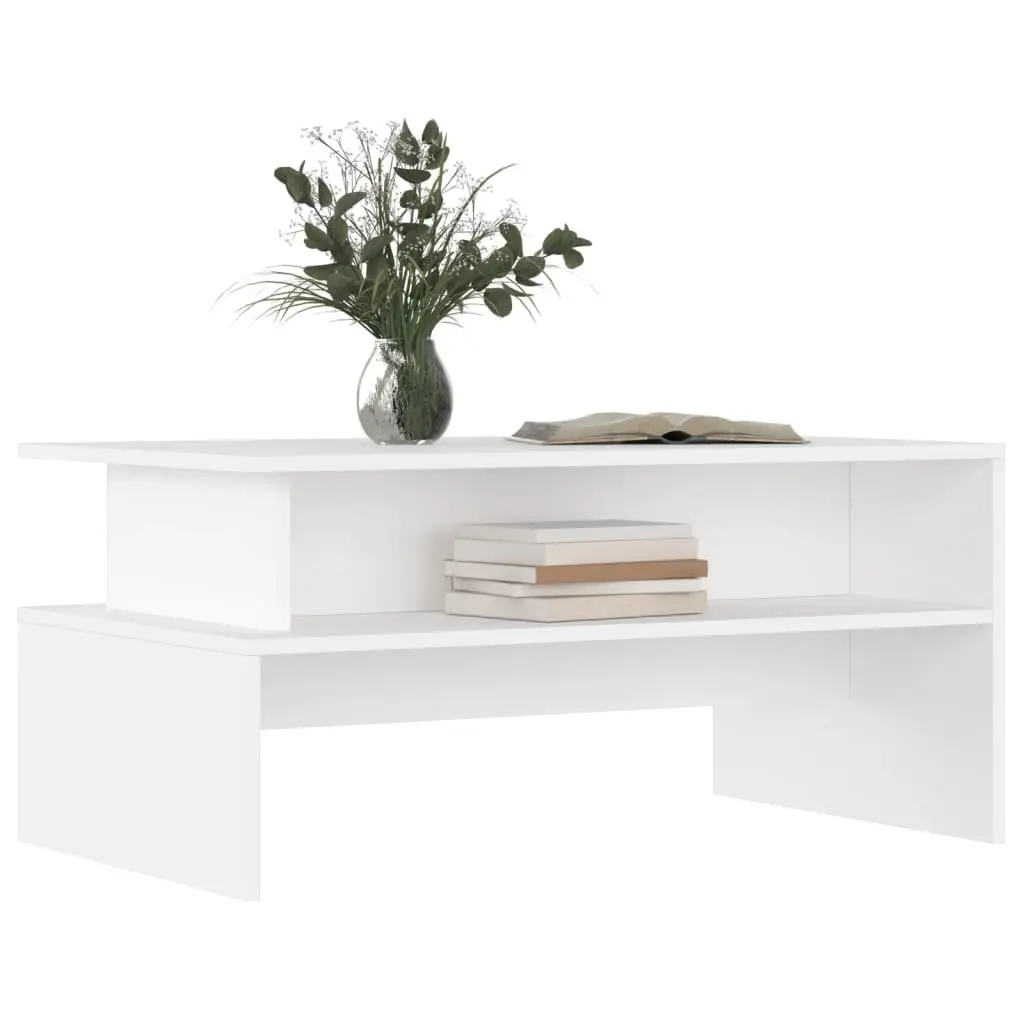 Coffee Table White 90L x 55W x 42.5H cm Engineered Wood