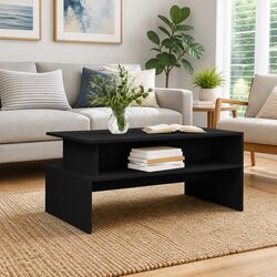 Stylish Black Coffee Table with Storage