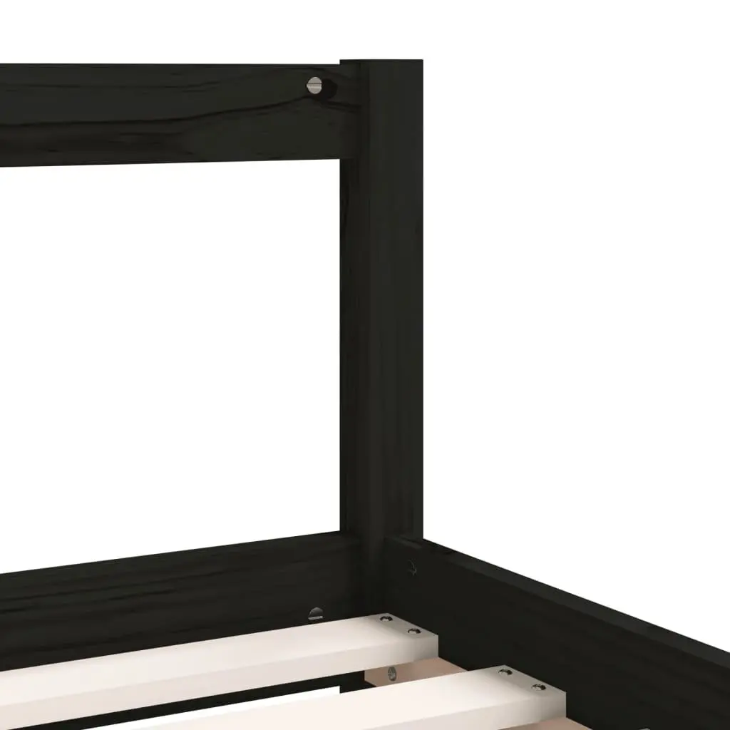 Kids Bed Frame Black 90x190cm Solid Pine Wood with Storage Drawers Low Height