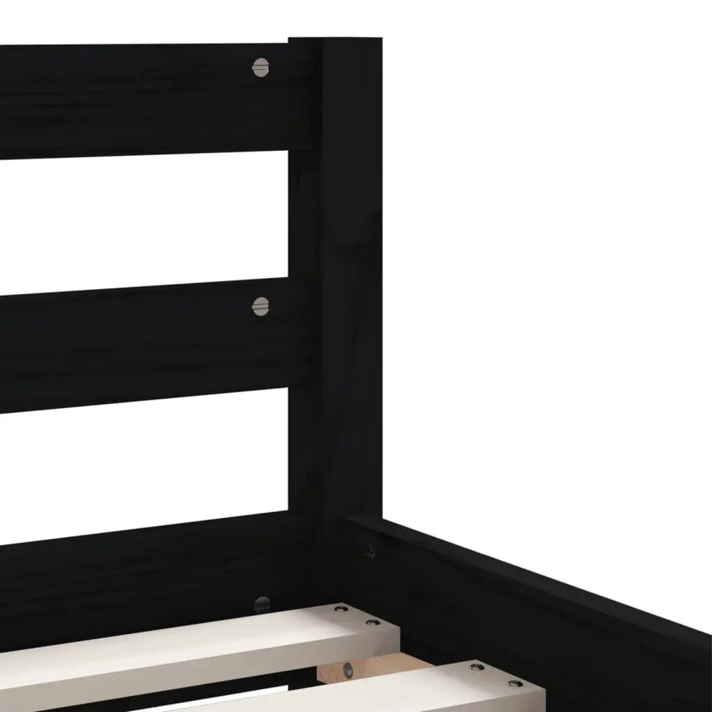 Kids Bed Frame Black 90x190 cm Solid Pine Wood with Storage Drawers
