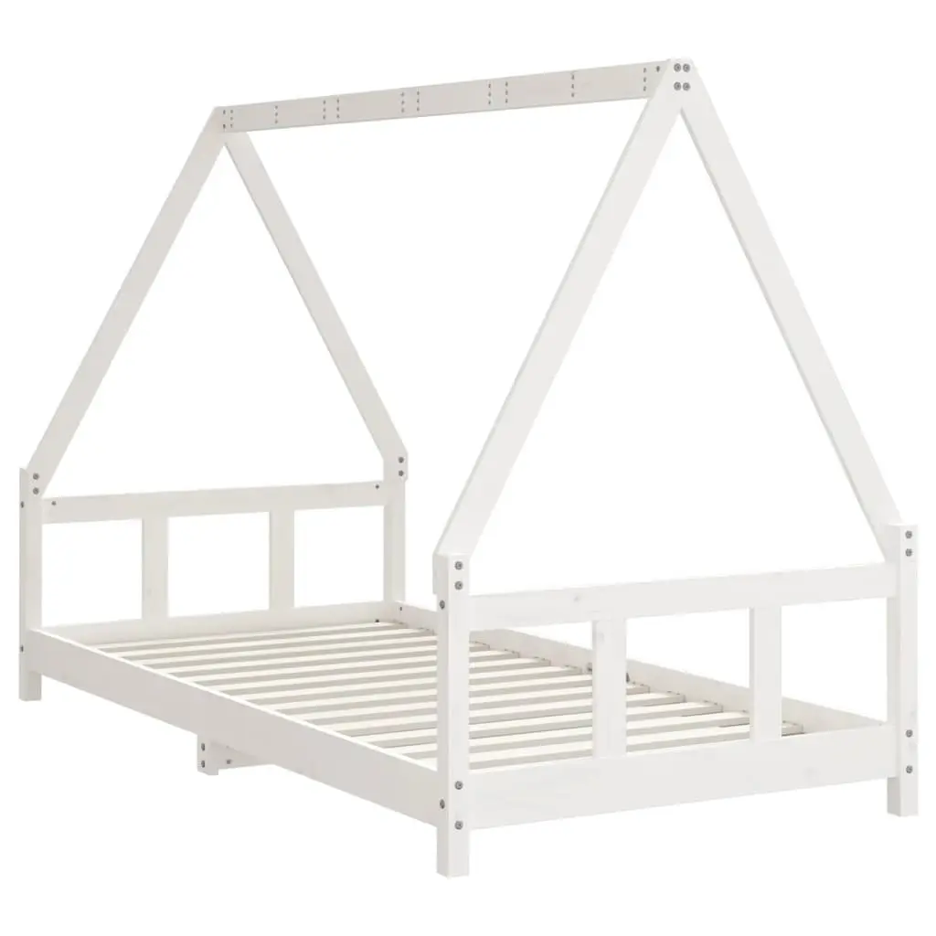 Kids Bed Frame White 90x190 cm Wooden Toddler House Design Low Height Bedroom