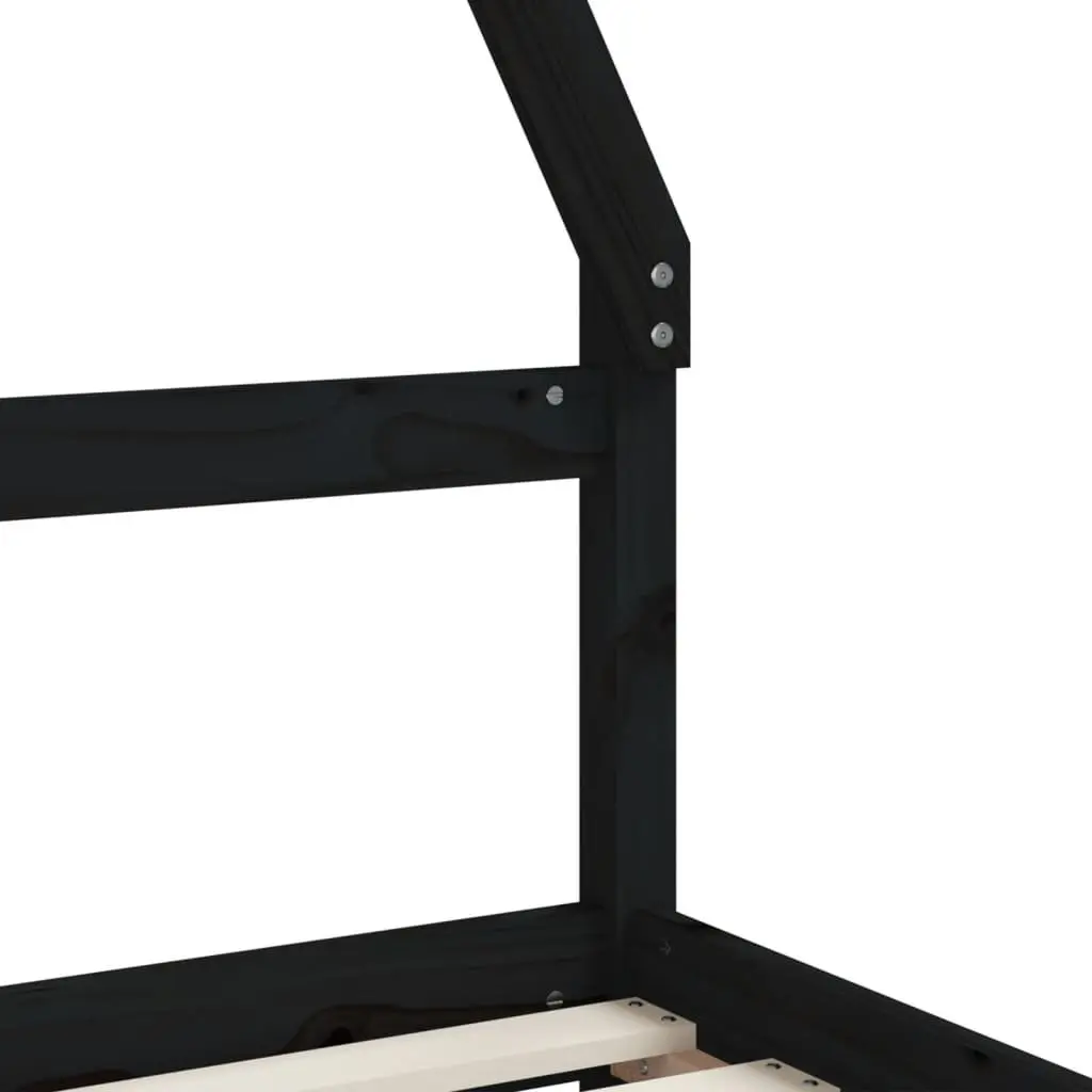 Kids Bed Frame with Storage Drawers House Design Solid Pine Wood 90x190cm Black