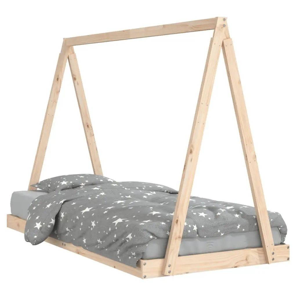 Kids Bed Frame 90x190 cm Solid Wood Pine Tipi Design Brown Toddler Bedroom