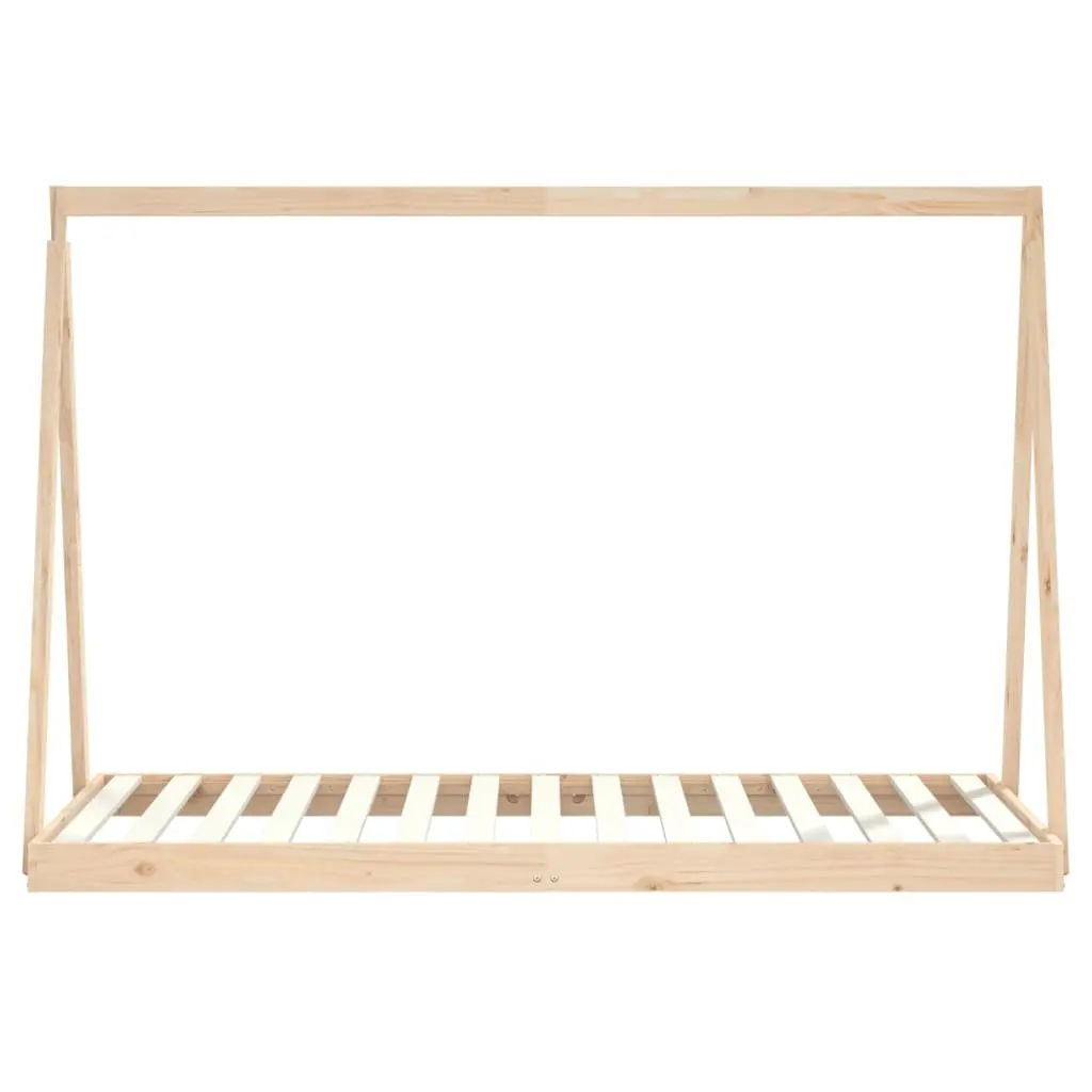 Kids Bed Frame 90x190 cm Solid Wood Pine Tipi Design Brown Toddler Bedroom