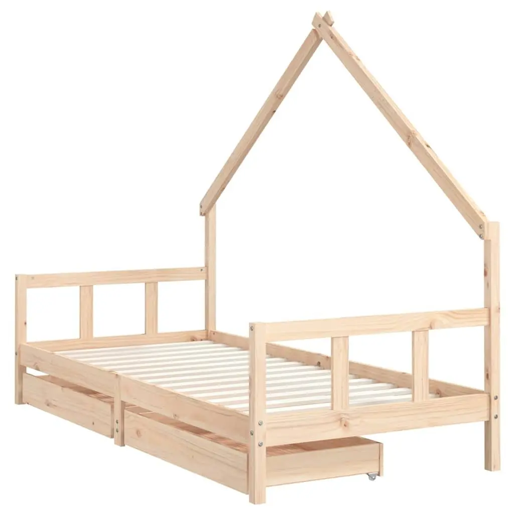 Kids Bed Frame with Storage Drawers 90x190 cm Solid Pine Wood Toddler