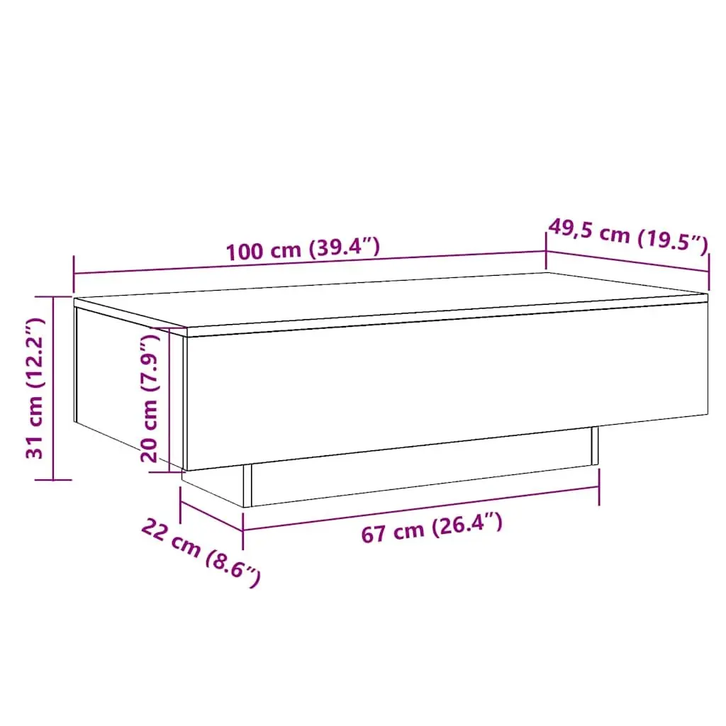 Sonoma Oak Coffee Table 100x49.5x31 cm Engineered Wood