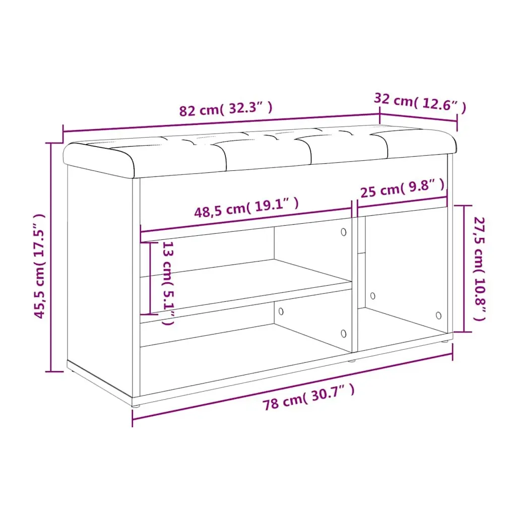 Padded Shoe Bench with Storage for Entryway or Bedroom
