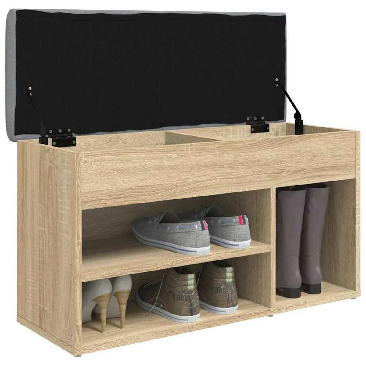 Padded Shoe Bench with Storage for Entryway or Bedroom