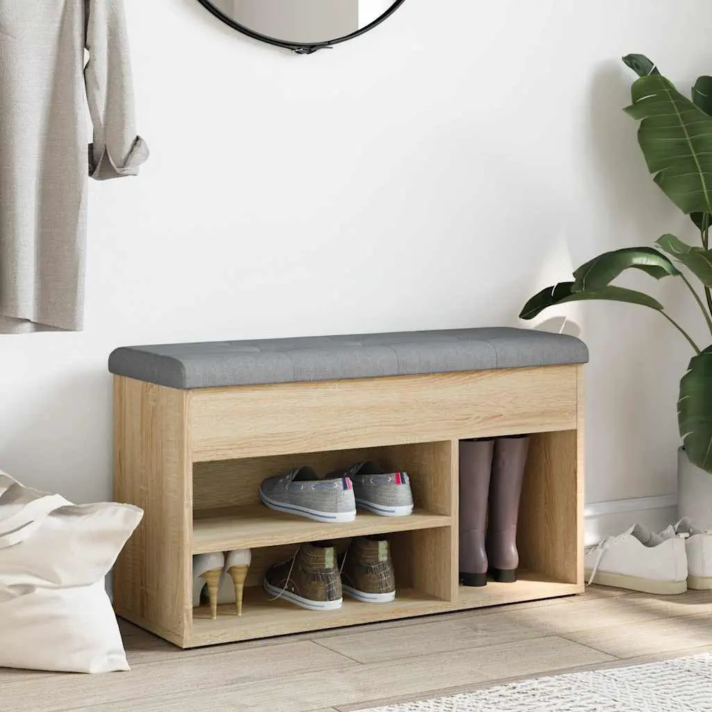 Padded Shoe Bench with Storage for Entryway or Bedroom