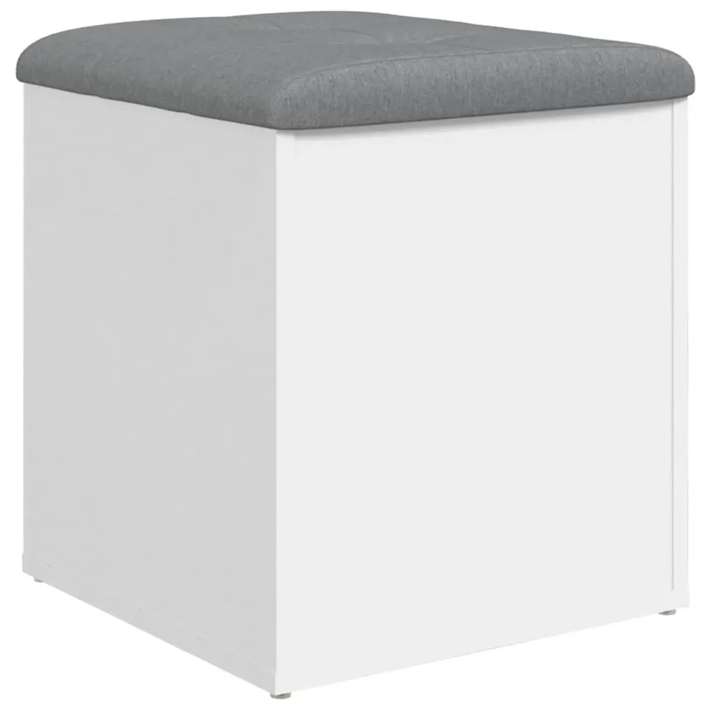 White Storage Bench with Padded Seat for Entryway