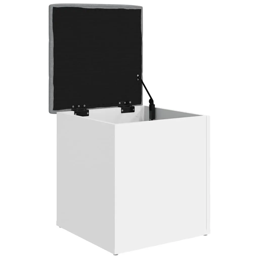 White Storage Bench with Padded Seat for Entryway