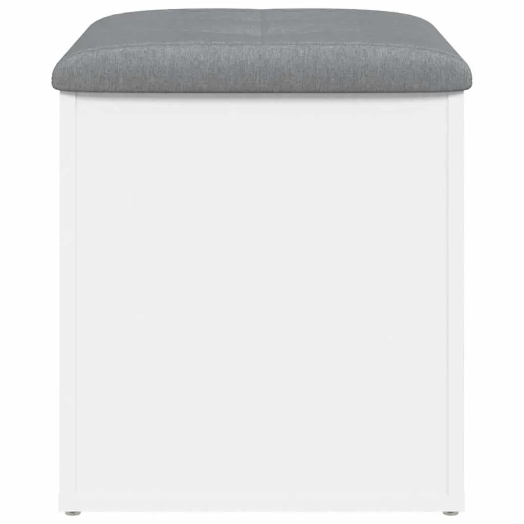 White Storage Bench with Padded Seat for Entryway