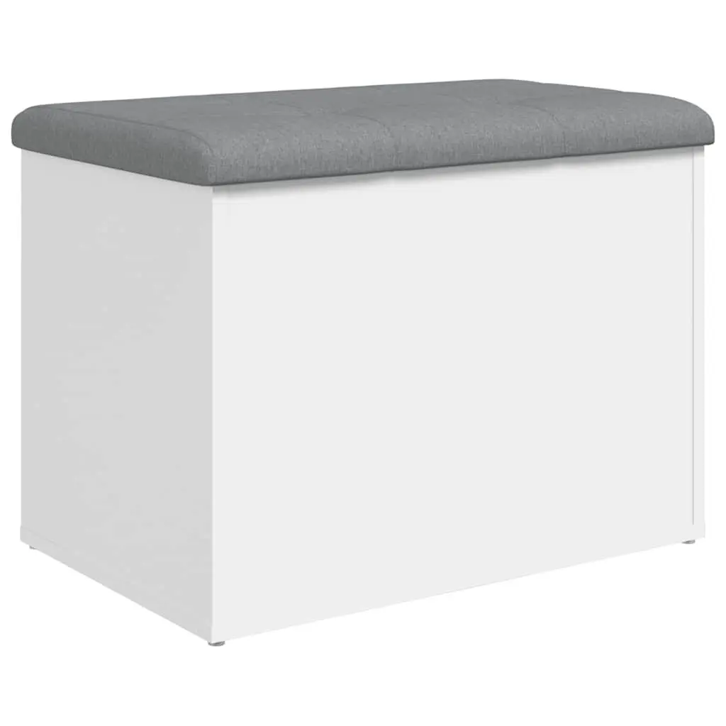 White Storage Bench with Padded Cushion for Entryway
