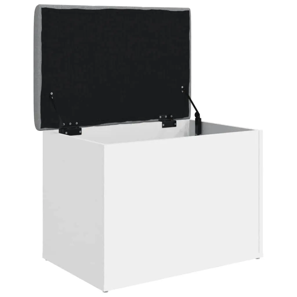 White Storage Bench with Padded Cushion for Entryway