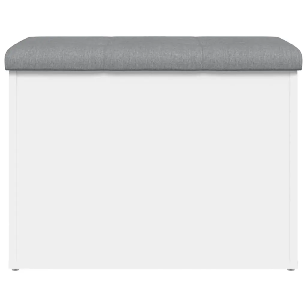 White Storage Bench with Padded Cushion for Entryway
