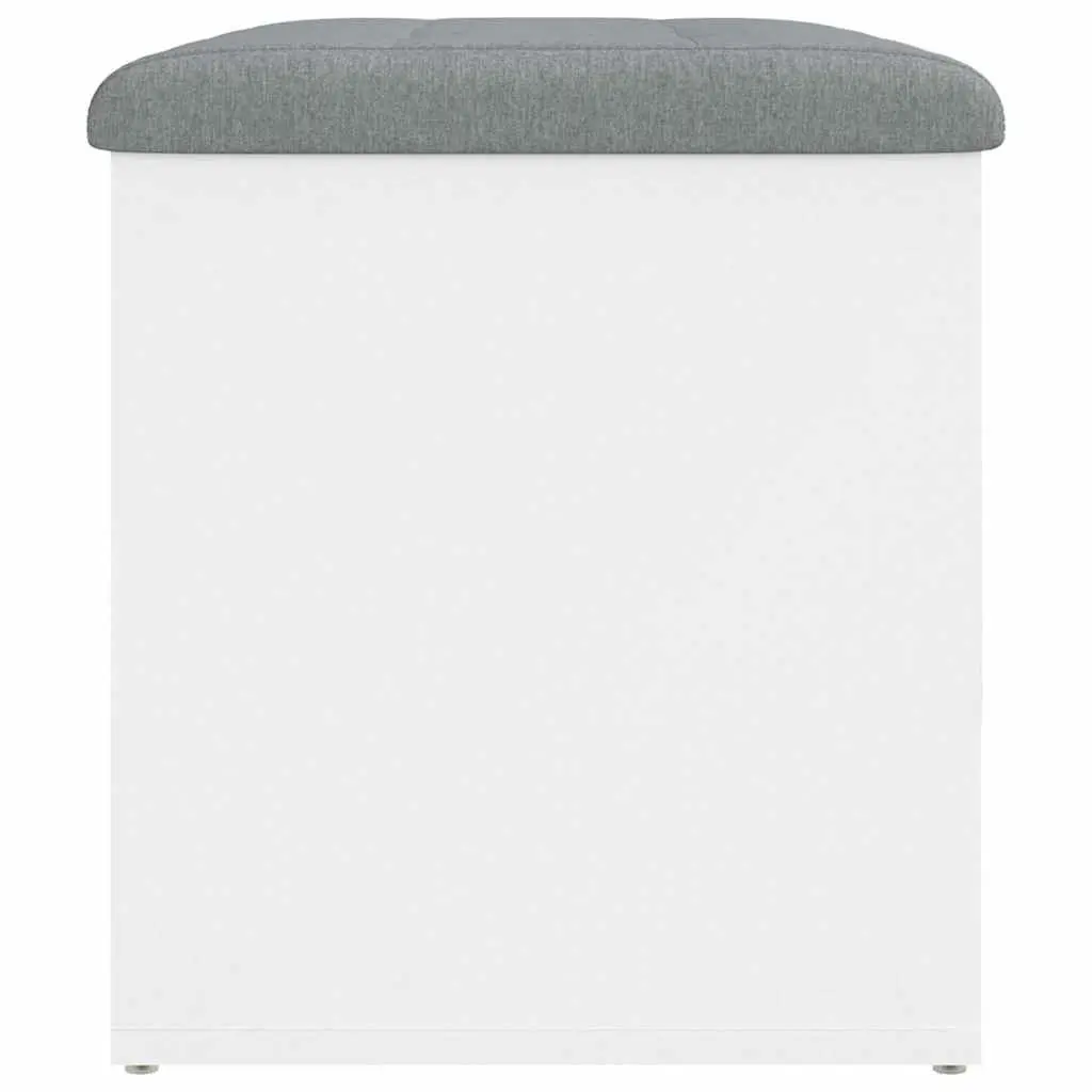 White Storage Bench with Padded Cushion for Entryway