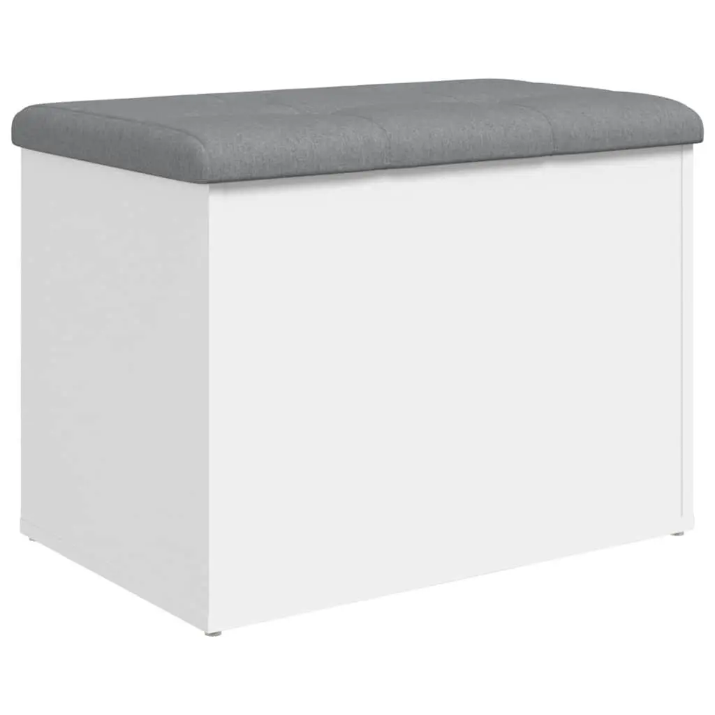 White Storage Bench with Padded Cushion for Entryway
