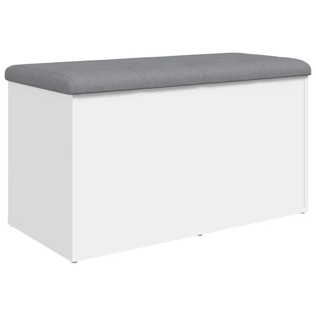 White Storage Bench for Hallway Entryway with Padded Seat