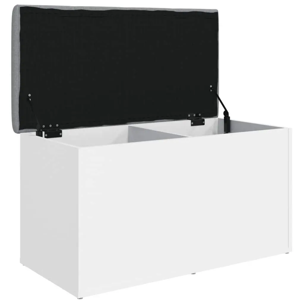 White Storage Bench for Hallway Entryway with Padded Seat