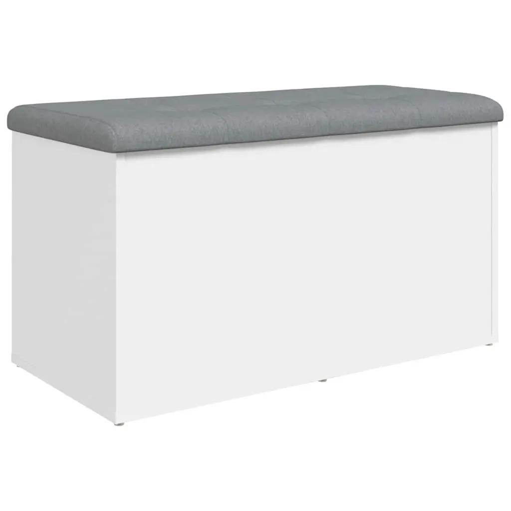 White Storage Bench for Hallway Entryway with Padded Seat