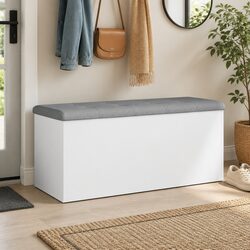 Cozy White Storage Bench for Hallway or Living Room