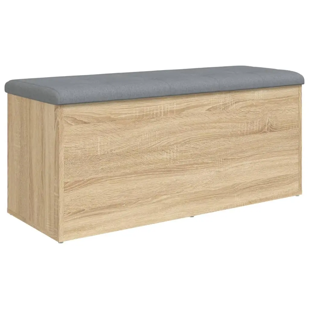 Storage Bench Brown Engineered Wood 102 x 42 x 45 cm Padded Seat